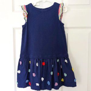Mini Boden Navy Pom Pom Dress 3-4Y